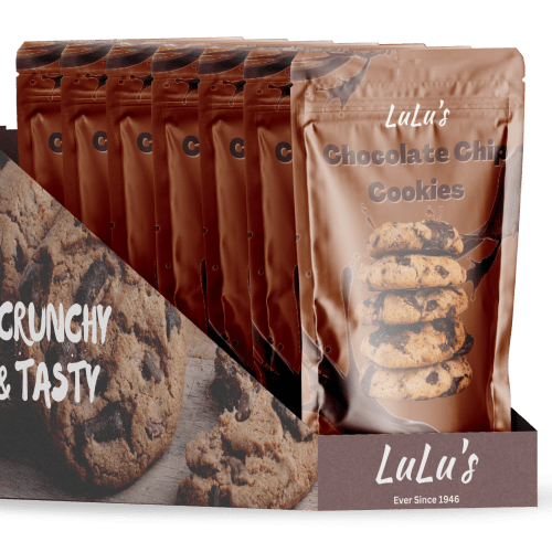 Custom stand up pouches with counter top display