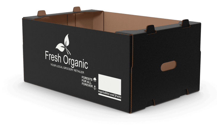 corrugated tray with handles printed